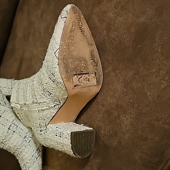 Lulus Off White Tweed Ankle Boots Size 7 - Picture 4 of 6